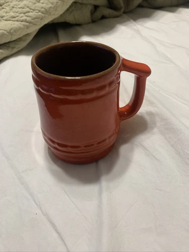 Orange Red FLAME FRANKOMA Pedestal Coffee MUG W/ Brown Inner  C10 Rare Plainsman