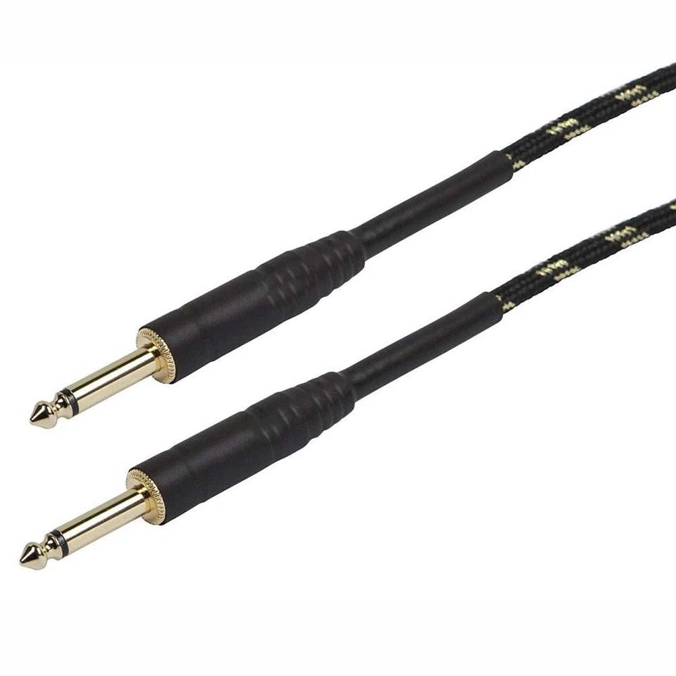 Cable de audio para instrumento de guitarra mono macho a macho TS de 50 pies 6,35 mm 1/4" dorado Foto 2 de 2