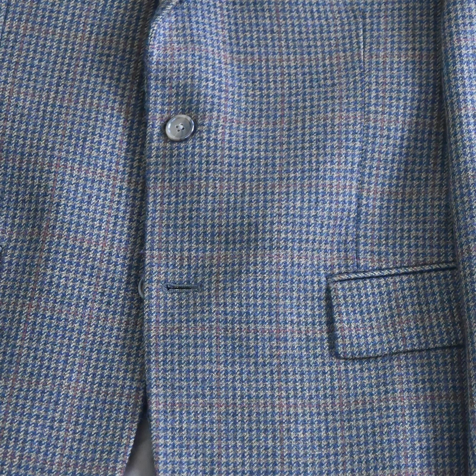 Blazer abrigo deportivo Evan Piccone 40R verde pata de gallo lana cachemir franela para hombre Foto 3 de 4