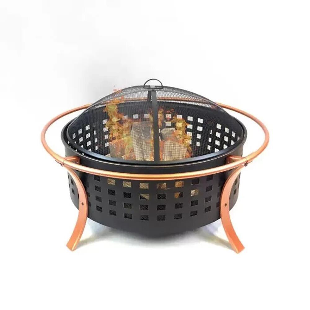 Oren Fire Pit Deluxe Deep Bowl Industrial Black Copper Rim 96cm x