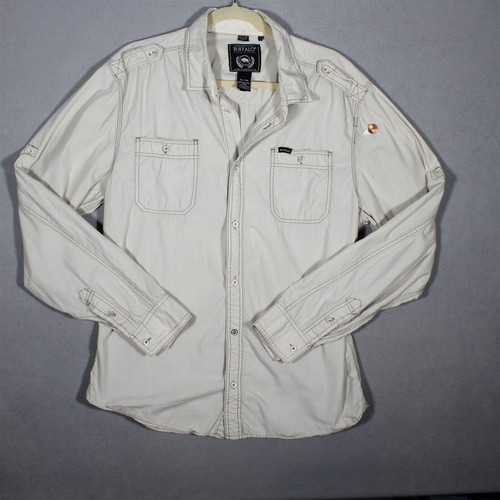 Buffalo David Bitton Shirt Mens Extra Large Button Up Long Sleeve Beige Solid - Picture 2 of 9