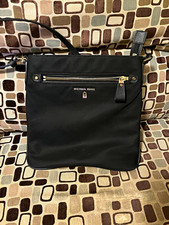 Michael Kors Black Medium Crossbody Bag Gold Hardware Zip Pockets Bag Charm