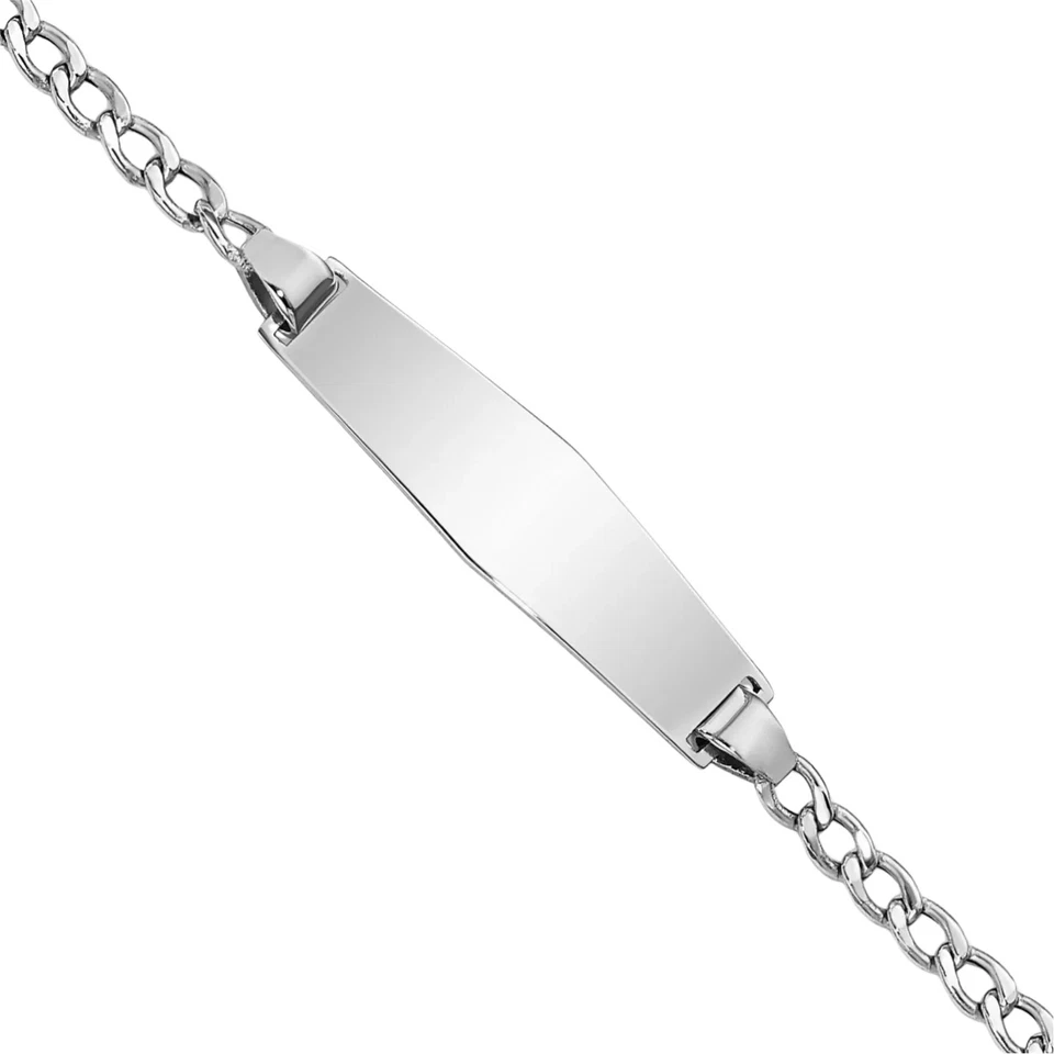 14K Solid White Gold Soft Cuban ID Bracelet - Image 3 of 4