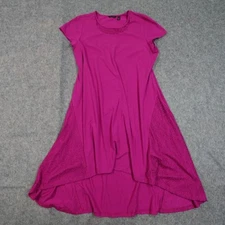 H by Halston Dress Womens XL Petite A-Line Knee Length High Low Lace Trim Pink