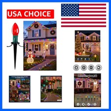 Christmas Pathway Lights Outdoor,25.7 Ft C9 Lights with 20 Multicolor Bulbs ...