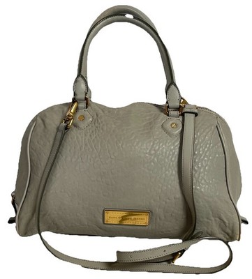Marc By Marc Jacobs Satchel Crossbody Bag Purse Lamb Leather Gray Modern Career