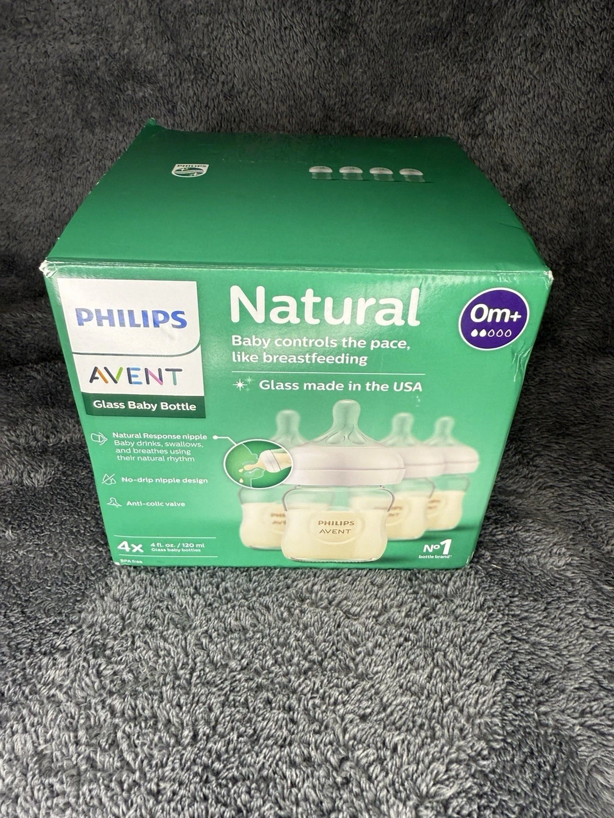 Philips Avent No1 Natural Glass Baby Bottle 4oz. 4 Pack 0m+