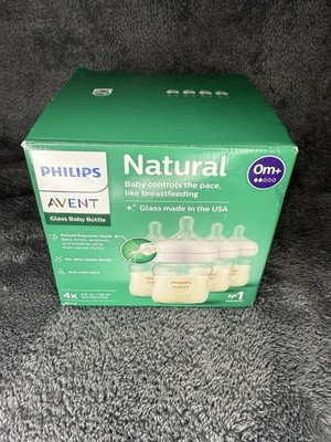 Philips Avent No1 Natural Glass Baby Bottle 4oz. 4 Pack 0m+