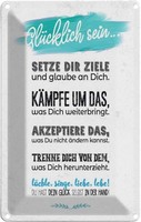 Blechschild 18X12 Cm GlüCklich Sein Setze Dir Ziele Spruch Zitat Deko Geschenk M