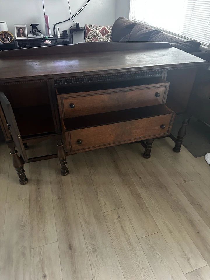 Антикварный ок. Медиаконсоль 1920-х годов из якобинского декоративного резного дерева для буфета серванта - Изображение 3 из 4