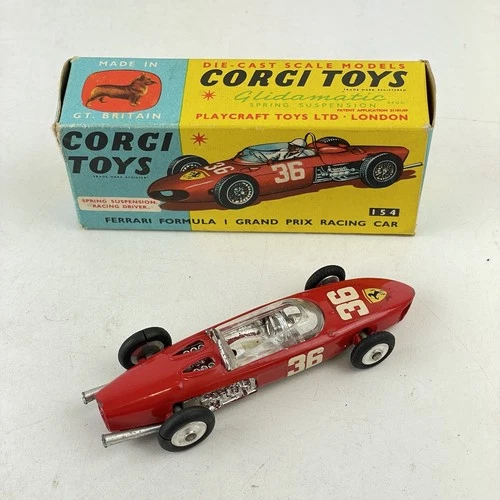 Vintage Boxed Corgi Toys 154 Ferrari Formula 1 Grand Prix Racing Car