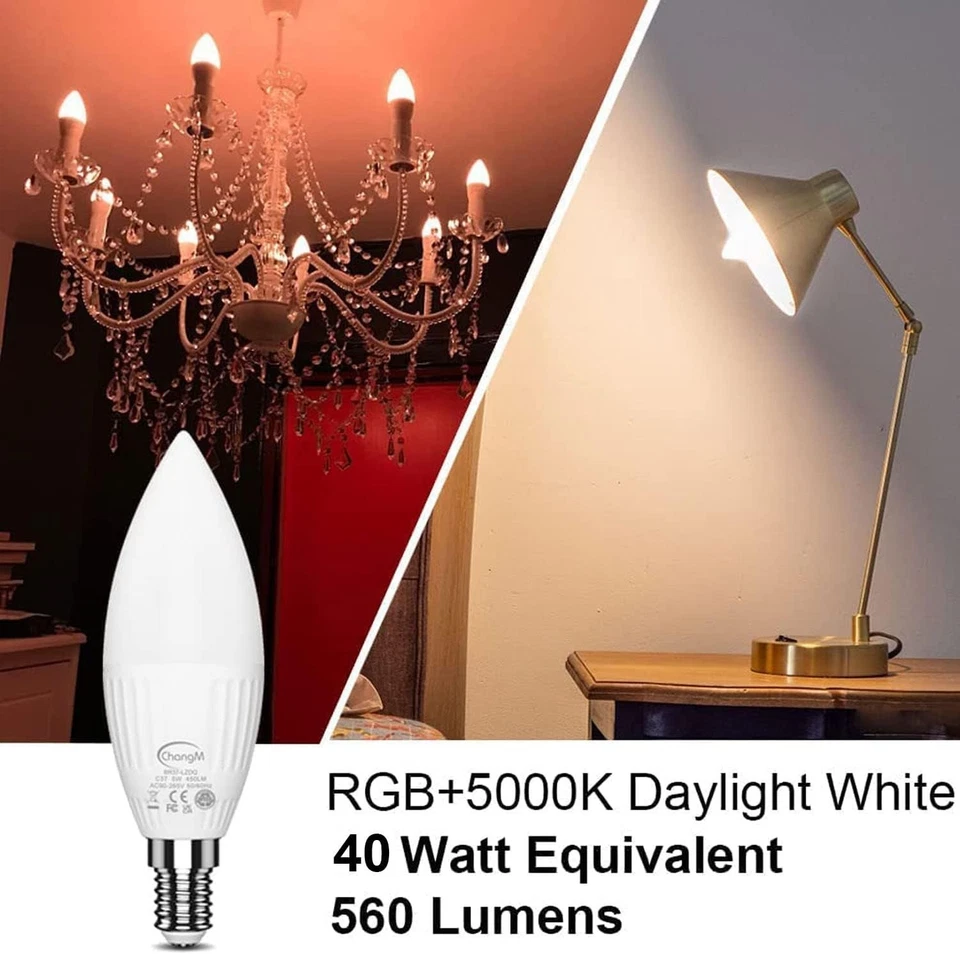 RGB Candelabra Bulb with Remote Control, 12 Colors - Image 4 of 4