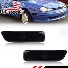 2pcs Smoked Lens Front Bumper Side Marker Lights For 1995-1999 Dodge Neon