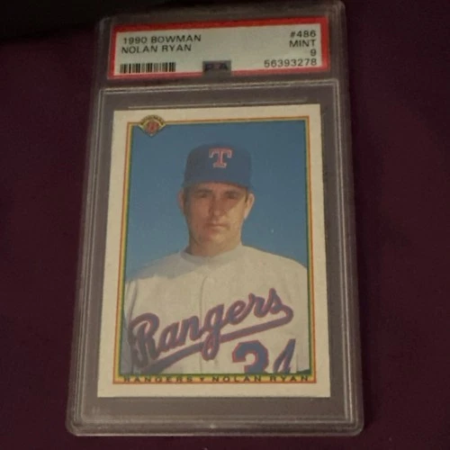 Bowman 1990 Nolan Ryan #486 Art Card Insert One Star Back PSA 9 Rangers