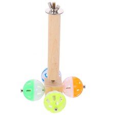 Natural Wood Bird Perch Stand Assorted Color Parrot Cage Accessory