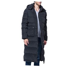 Men's Winter Warm Puffer Coat Men Packaged Puffer Jacket Long Coat Large Black