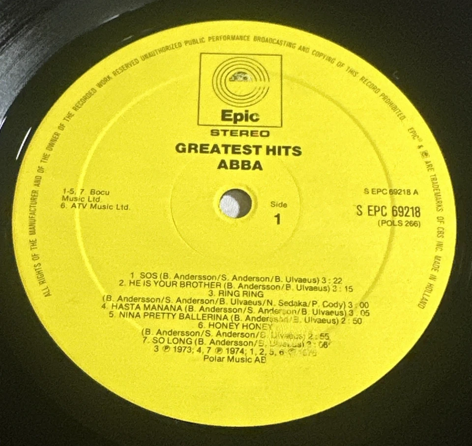 Abba Greatest Hits Vinyl LP Record Epic EPC69218 EX / EX Condition - Image 4 of 4