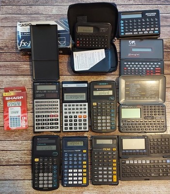Taschenrechner Sammlung  7 Stück Plus 5 Organiser Texas Instruments Casio Sharp 