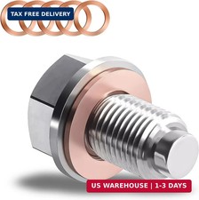 M14 x 1.5 Magnetic Oil Drain Pan Plug, Oil Pan Drain Plug Nut Bolt with 5 PCS Co