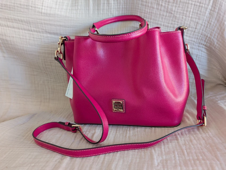 Bolso de Mano Dooney & Bourke Lucca Grande de Cuero Guijarro Barlow Rosa Fucsia Foto 2 de 4