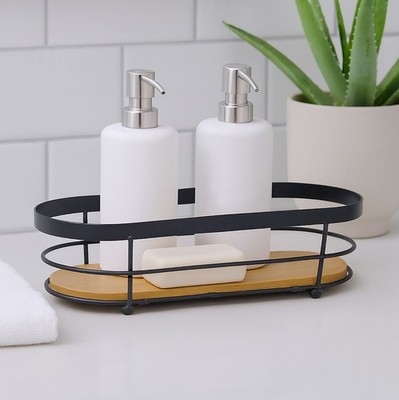 Oval Natural Bamboo Wooden Decorative Storage Organizer Tray - 11.3'' x 5''