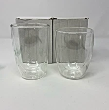 Banquet Double Wall Insulated Cool Hot Glass Tea Cup Clear 10oz Set of 2
