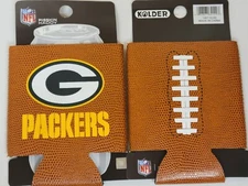 NFL Green Bay Packers PIGSKIN CADDY Can Cooler, Coozie, Koozie, NEW (Set of 2)