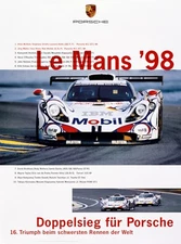 Porsche 1998 Le Mans France Vintage Race Car Poster