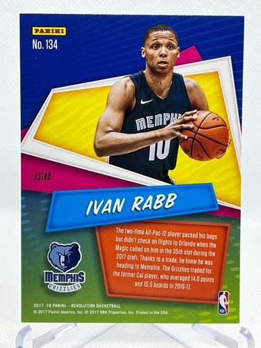 IVAN RABB RC 2017-18 Panini Revolution Basketball #134 ASTRO Parallel Rookie - Picture 2 of 2