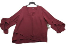 Vince Camuto Womens Flutter-Sleeve V-Neck Shirt Blouse Top Plus 2X    M571