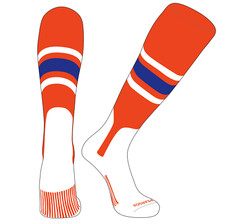 PEAR SOX OTC Baseball Softball Stirrup Socks (B, 7in) Orange, White, Royal