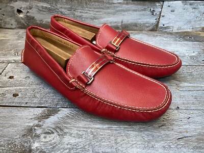 Prada horsebit logo red leather loafers sz 10 | eBay