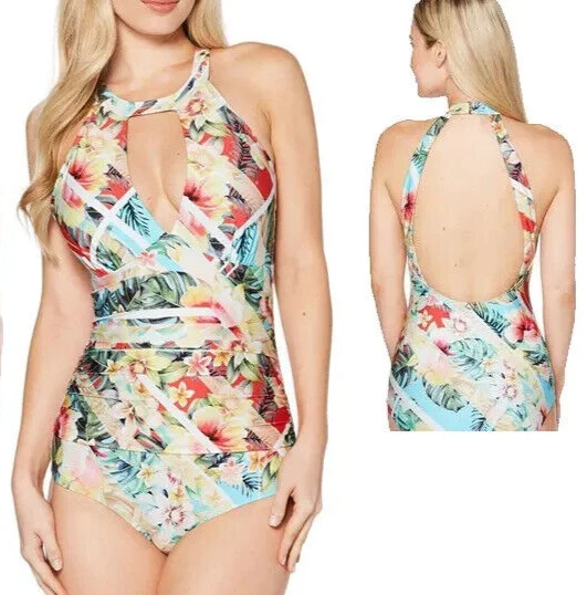 Traje de baño Jantzen X5517 vintage tropical ojo de cerradura de una pieza, múltiple, 12 Foto 4 de 4