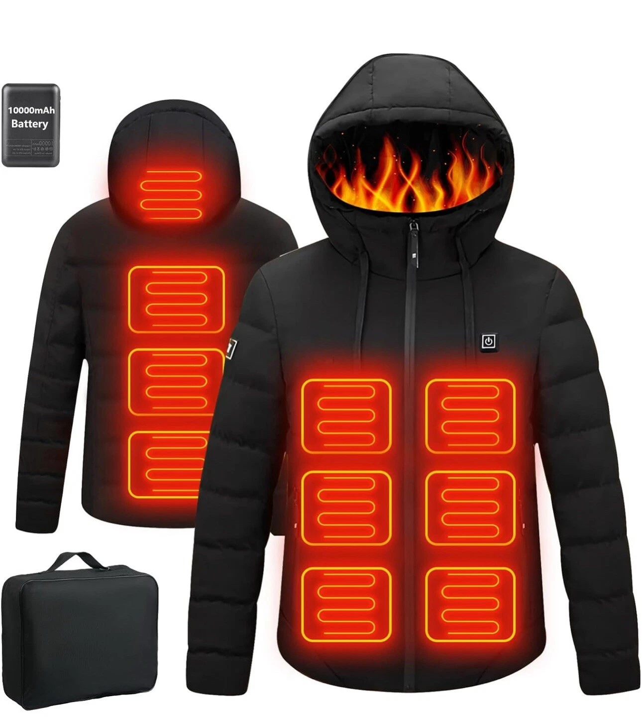 Heating Jacket For Men And Women Size Large 10000mah Battery Pack 3 Modes