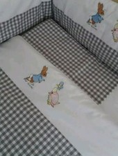 Peter Rabbit Kinderbett Decke in Grau Gingham
