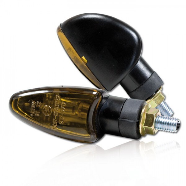 Mini- Blinker Arrow Schwarz Kurz GetöNtes Glas M8 E-GeprüFt Motorradblinker-image