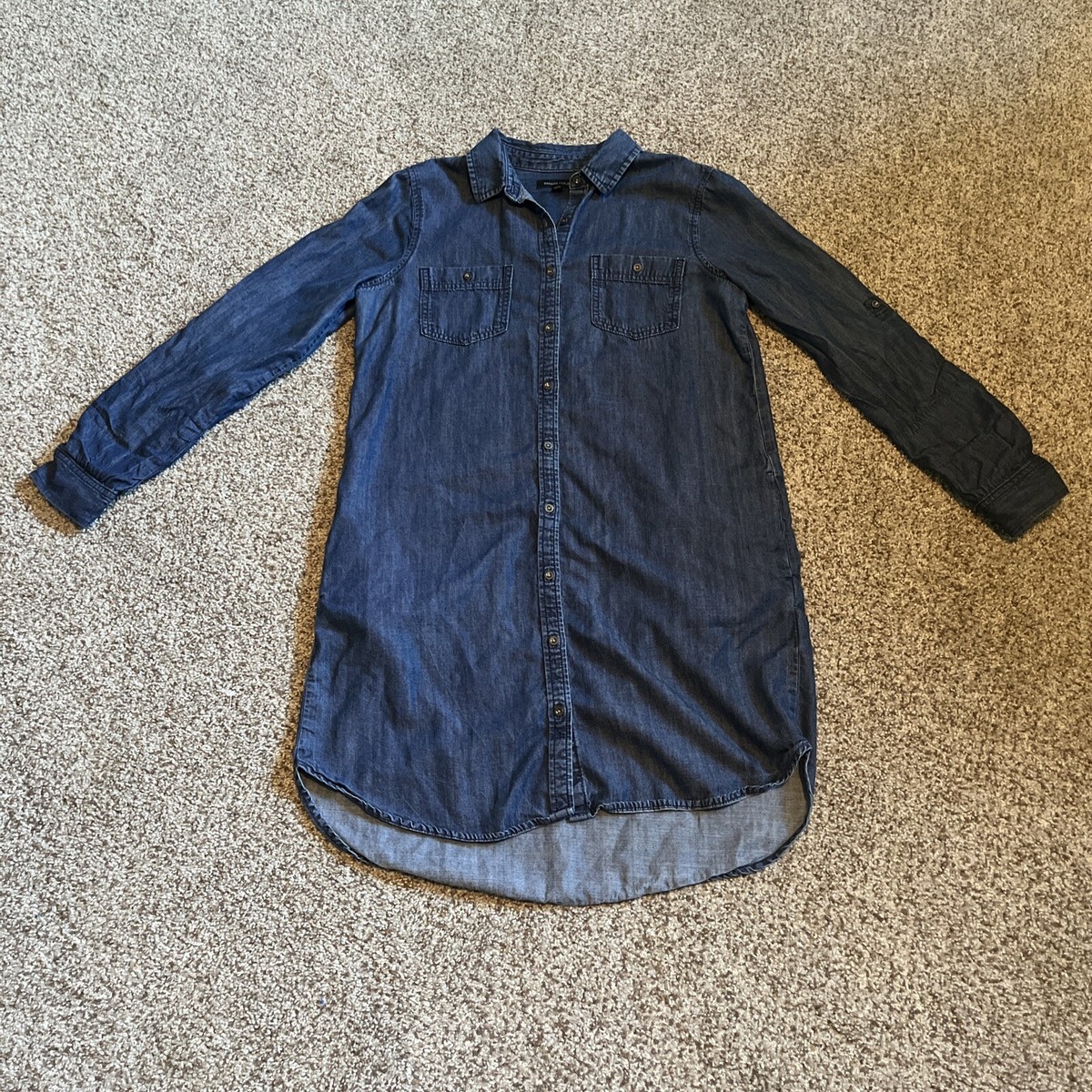 banana republic denim shirt dress Women's Denim Utility Mini Dress Medium Wash Regular Size XS