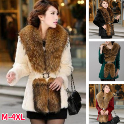 Damen Kunstfuchs Felljacke Mantel Outwear flauschig pelzig Tops Luxus Mode Retro