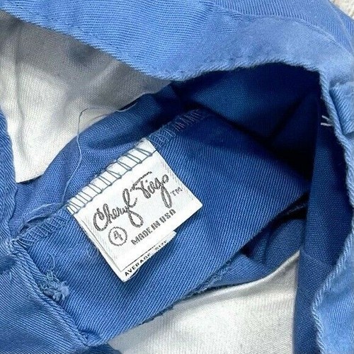 Pantalones Cortos Vintage Cheryl Tiegs Azul Puño Dobladillo Cintura Alta Talla 4 - Imagen 4 de 5