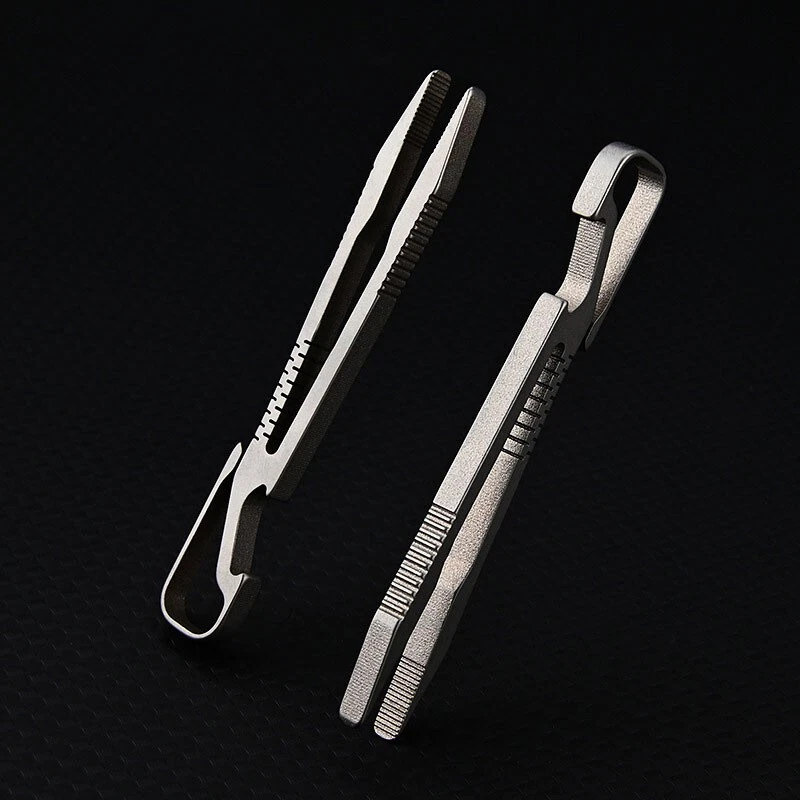 小物 chee Mini Lightweight Titanium Alloy Keychain Tweezer 77mm For