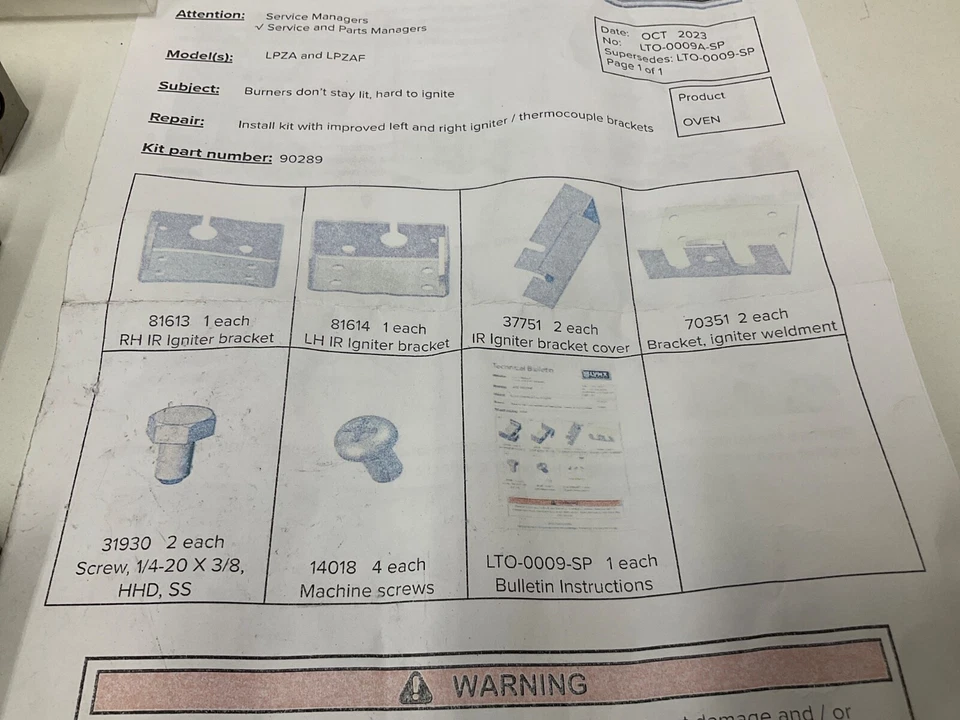 90289 Lynx Grills Pizza Oven Igniter Bracket Service Kit For LTO - Image 3 of 3