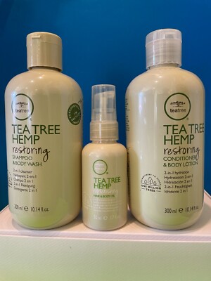 Paul Mitchell Tea Tree Hemp Restoring SHAMPOO, Conditioner & Hair Oil New