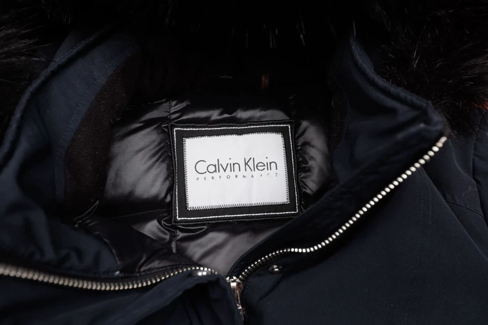 Calvin Klein performance winter parka coat womens large gray faux-fur hood - Image 2 of 4