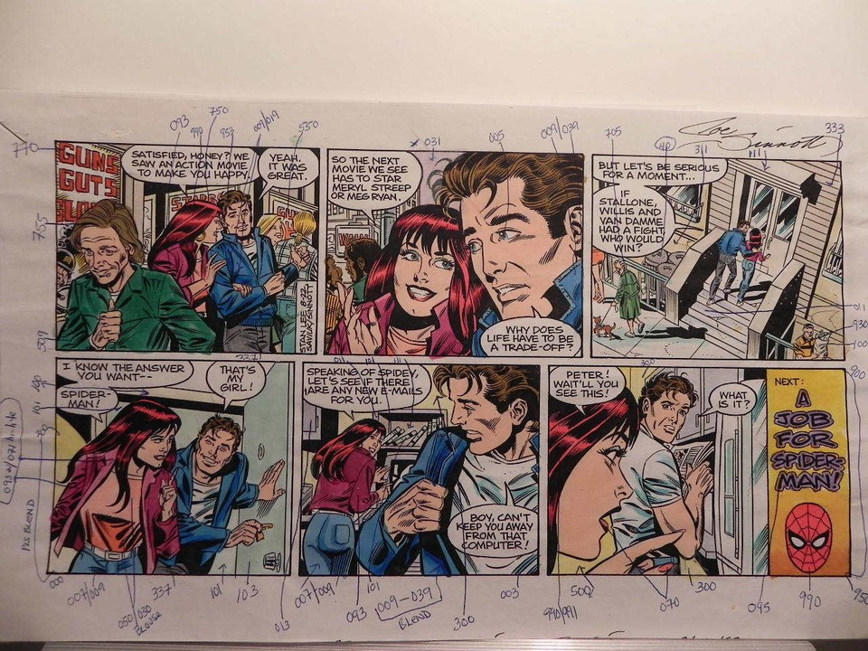 MARVEL COMICS ALEX SAVIUK,JOE SINNOT SPIDER-MAN SUNDAY COMIC STRIP STAN LEE Comic Art