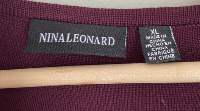 NWT Nina Leonard Sweater Dress Fit Flare Tie Waist Maroon Extra Large XL New