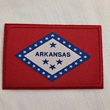 Arkansas State Flag Okuna Outpost Woven Patch Iron On 2 x 3 inch