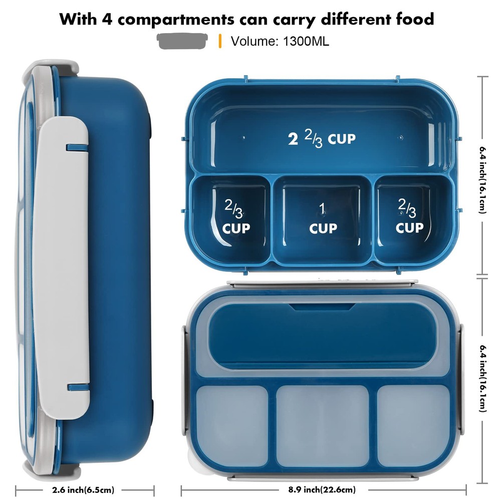 Bento Box Lunch Box Kids 1300ml Bento Box Adult Lunch Box With 4 Compartment &fo