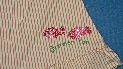 Gymboree Coral Reef Girls Coral Pinstriped Skort Bow Sequin Fish Summer Fun 4Y - Picture 3 of 4