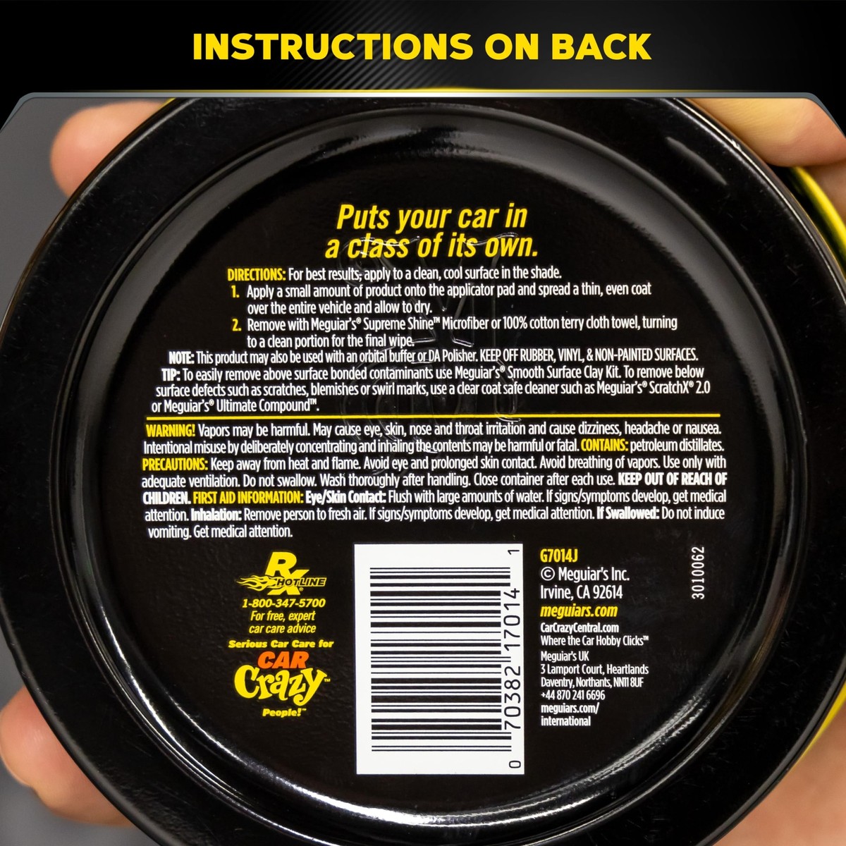 Meguiar's G7014J Gold Class Carnauba Plus Premium Paste Wax 11 Oz