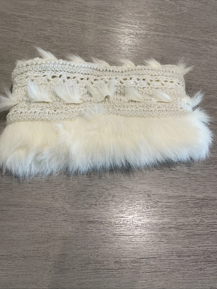 AEO Neck Scarf - Headband Faux Fur Ivory- Adorable Snow Bunny — 第 2/4 张图片
